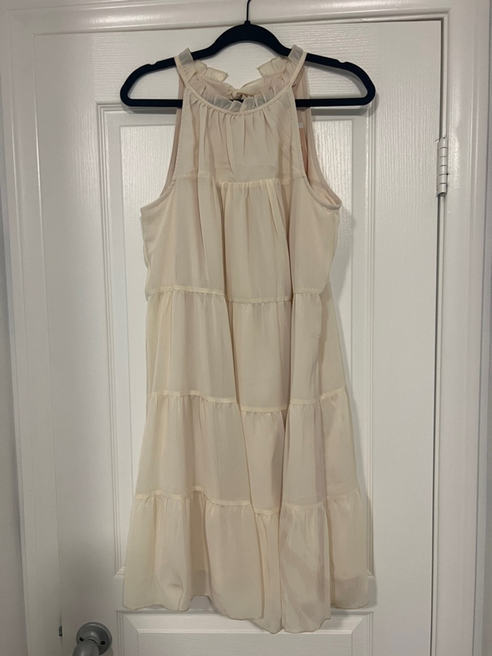 Cream Tiered Halter Dress